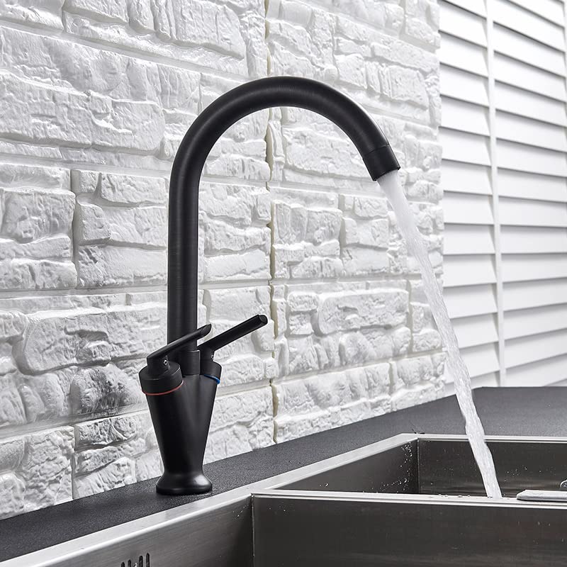 Rubinetto per lavello da cucina per bar Agriturismo commerciale, rubinetti per lavello da cucina per bagno, rubinetti per lavabo da cucina a doppia maniglia in nichel spazzolato, miscelatore per acqua