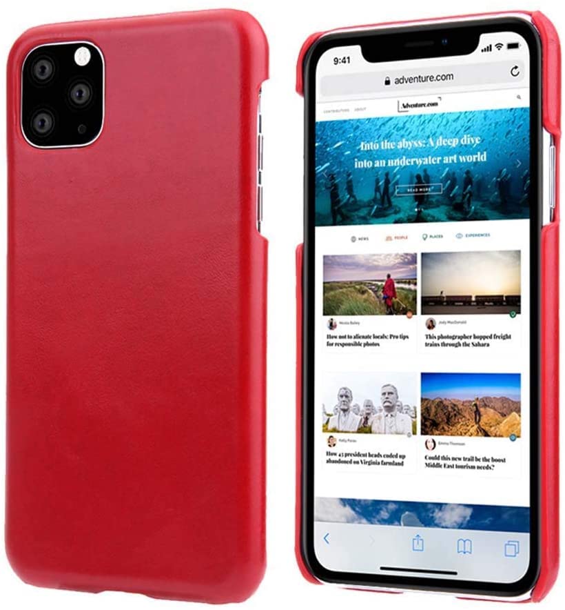 Housse iPhone 11 Pro Max 6.5 pouces antichoc étui cuir respirant rouge