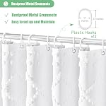 Dynamene Rideau de douche en tissu blanc, Boho Tufted géométrique de douche à rayures de tailleurs pour salle de bain, Shabby Chic Texturé moderne ferme imperméable rideau de douche, sans ride, 72x72