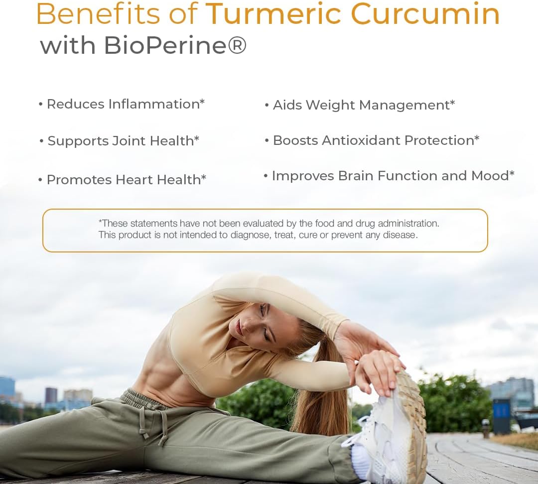 Turmeric Curcumin Supplement with Black Pepper Extract 1500mg – Absorption, Supports Joint Health – Non-GMO, 120 Vegan Capsules