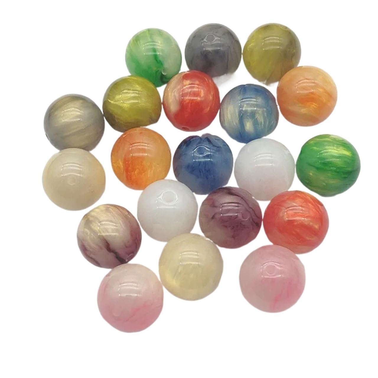 Perles Rondes épaisses en résine Effet marbre, 20mm, 100 pièces, for Collier Fait à la Main, pièces de Bricolage, résultats et Composants de Bijoux