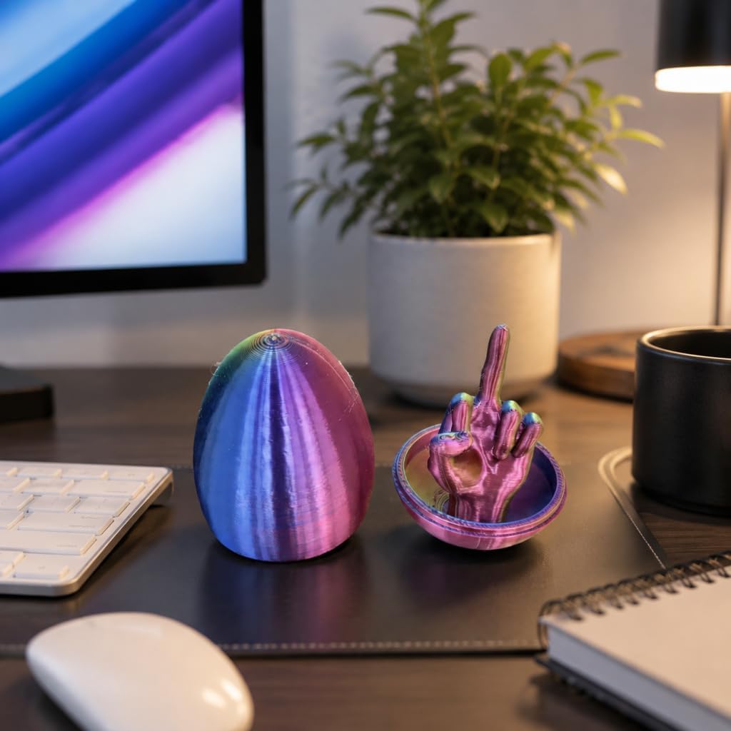 Novelty 3D Printed Gesture Egg Figurine, Funny Collectible Desk Ornament, Cool Office & Home Decor, Creative Gag Gift for Friends