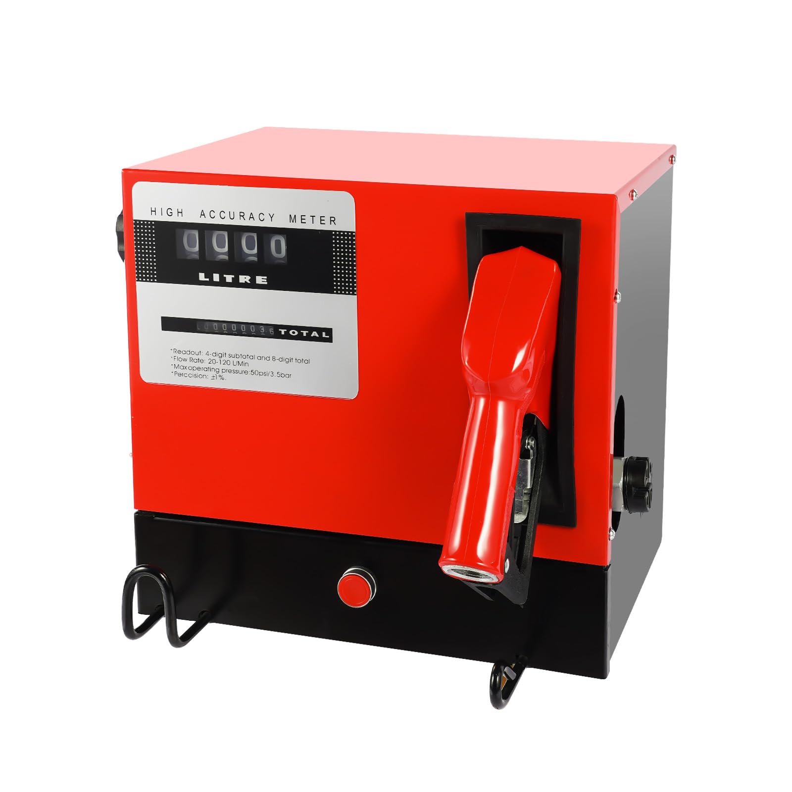 Wiltec Heizöl- und Dieselpumpe 230V/550W 60l/min selbstansaugend, zur Wandmontage, Zapfpistole mit Abschaltautomatik, Kraftstoffpumpe,Red, Black