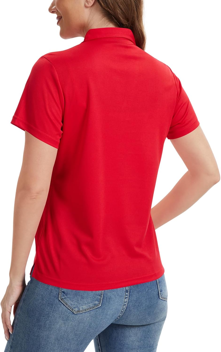 Idtswch Women's V-Neck Polo Shirt Quick-Dry Golf Tennis Top Casual Office Work Short Sleeve - Image 2