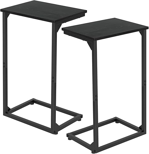 AMHANCIBLE Mesas C HET02BBK - Juego de 2 bandejas de TV, mesa de sofá para espacios pequeños, mesitas de noche para sala de estar, dormitorio,