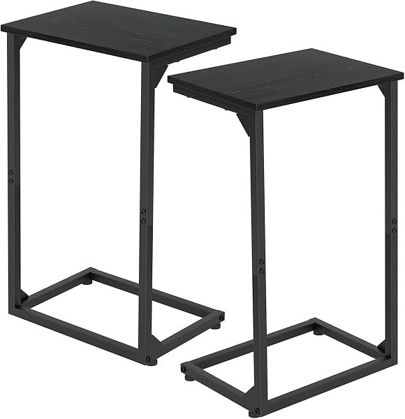 AMHANCIBLE C Shaped End Table Set of 2, C Tables for Sofa, Snack Couch Tables That Slide Under, Side Tables Living Room,