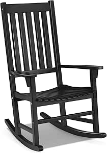 GIANTEX Garten Schaukelstuhl aus Holz, Gartenstuhl Schaukelsessel