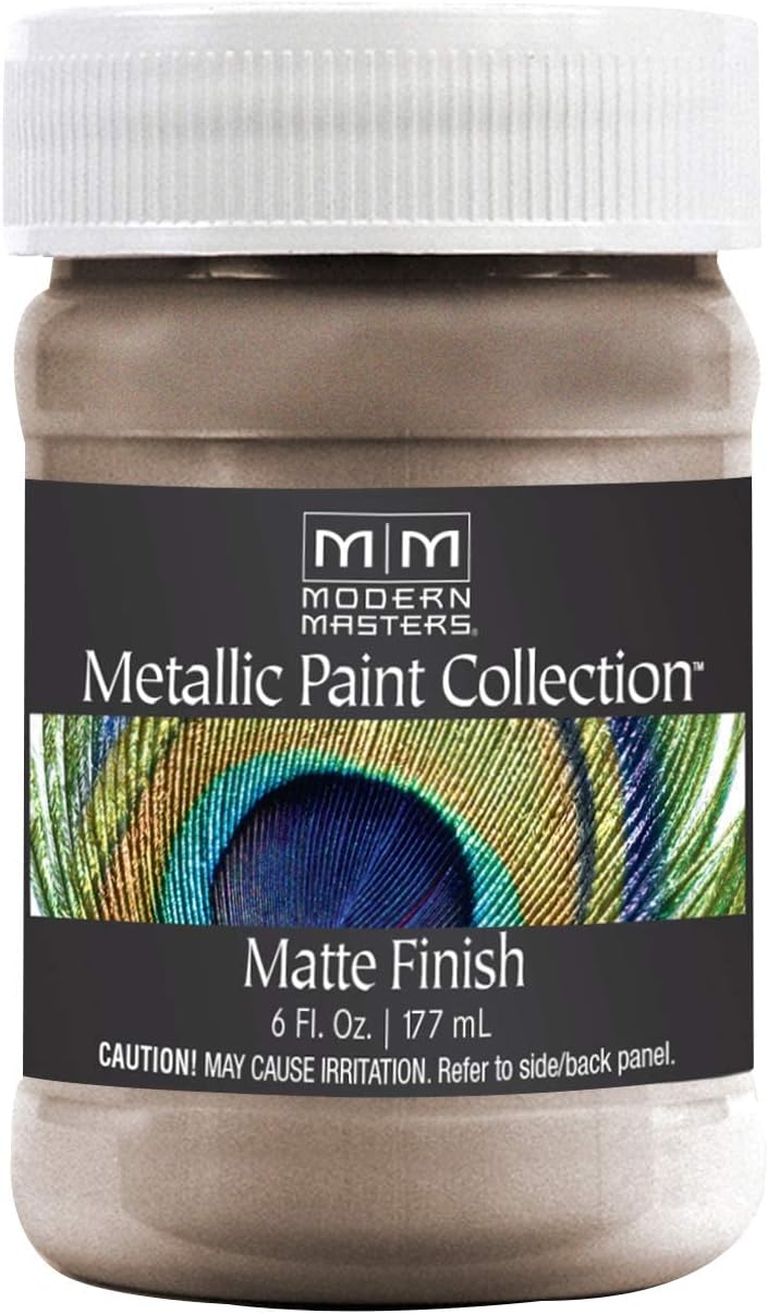 Modern Masters MM22106 Collection Metallic Paint, 6 Fl Oz, Matte Warm Silver, 6 Fl Oz