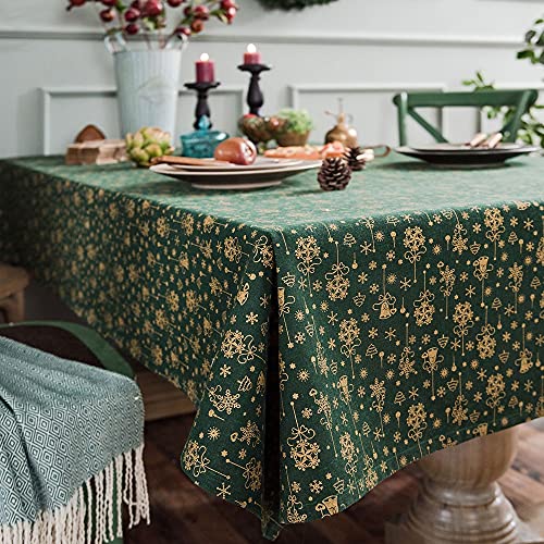 Nappe rectangulaire moderne NATOU en lin coton vert bronze