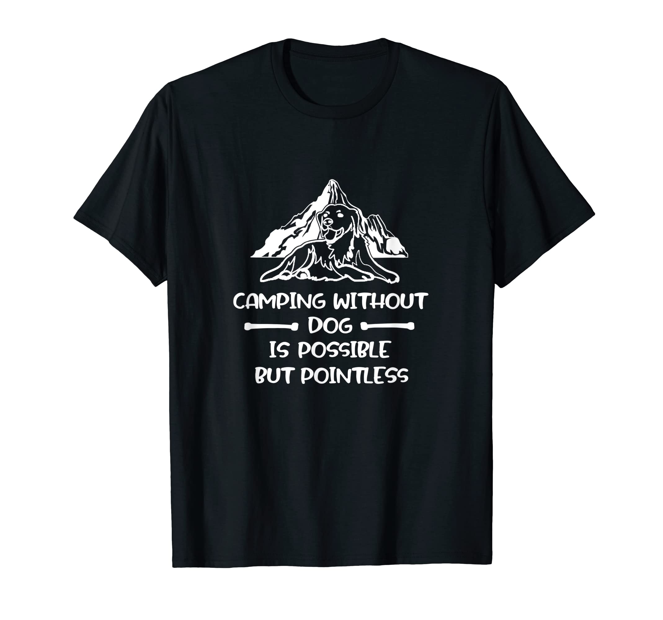 Camping with Dog Love RV Trailer Nature Hills T-Shirt, Black
