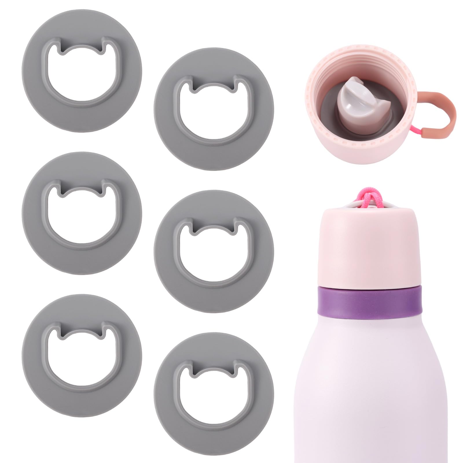 Sinbana 6pcs Water Bottle Stopper Replacement for Owala Freesip Twist 18oz 24oz, Silicone Bottle Stopper Seal Part Accessories No BPA for Owala Freesip Twist Series (Gray)
