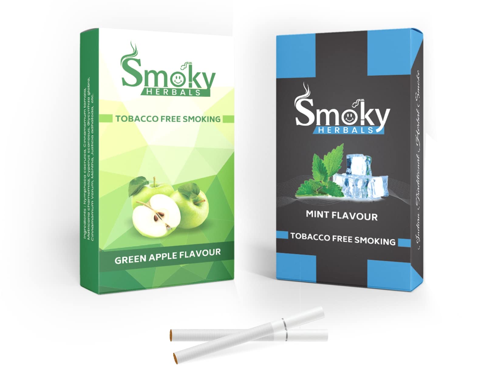 Pack of 2 Flavours 100% Tobacco & Nicotine Free Cigarette - 10 Sticks x 2 (MINT/GREEN APPLE)-image-39