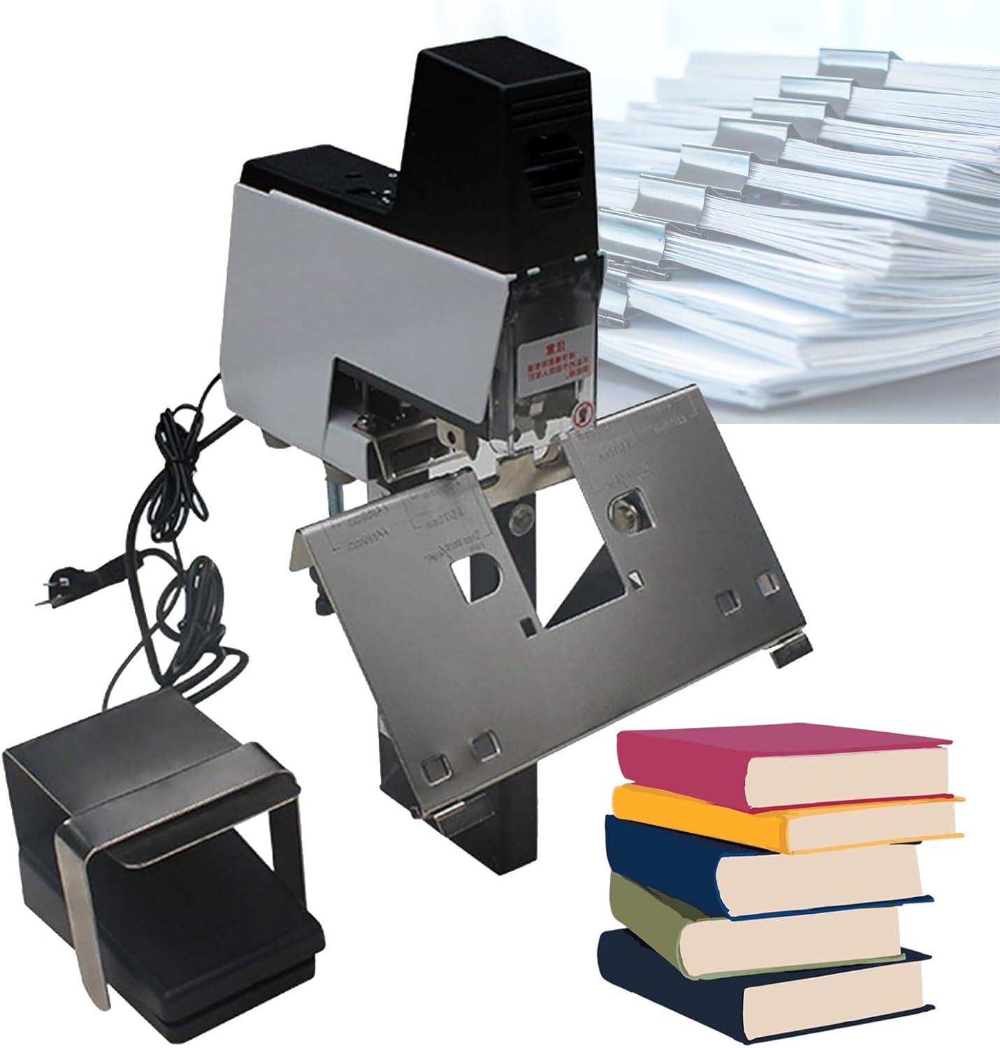 Update Electric Stapler, Automatic Saddle Stapler, Flat Saddle Binder Stitcher Equipped With1~9 Levels Binding Pressure Knob, 2-40 Sheet,100 Mm Nailing Depth