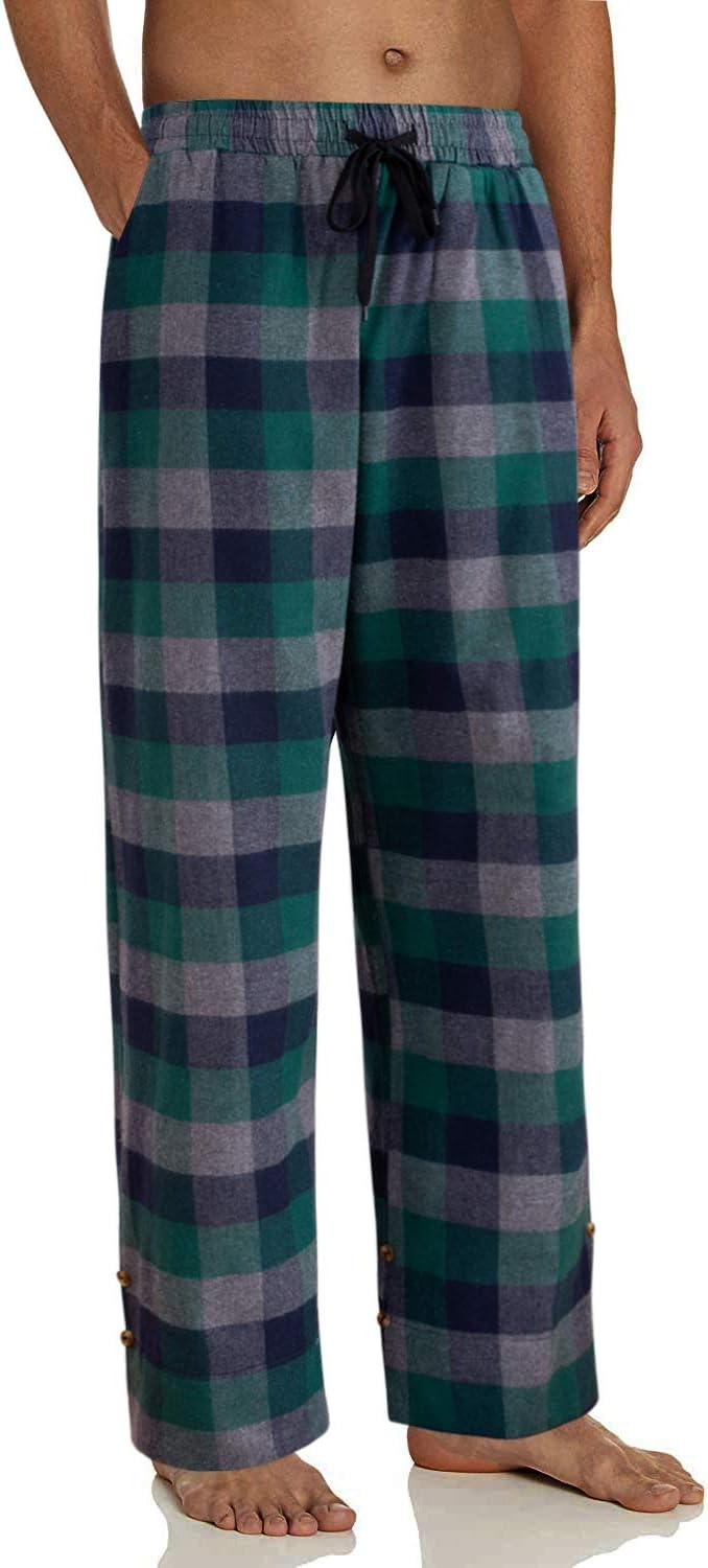 Alimens & Gentle Men's Heavyweight Flannel Plaid Pajama Pants 100% Cotton Sleep Lounge Pant