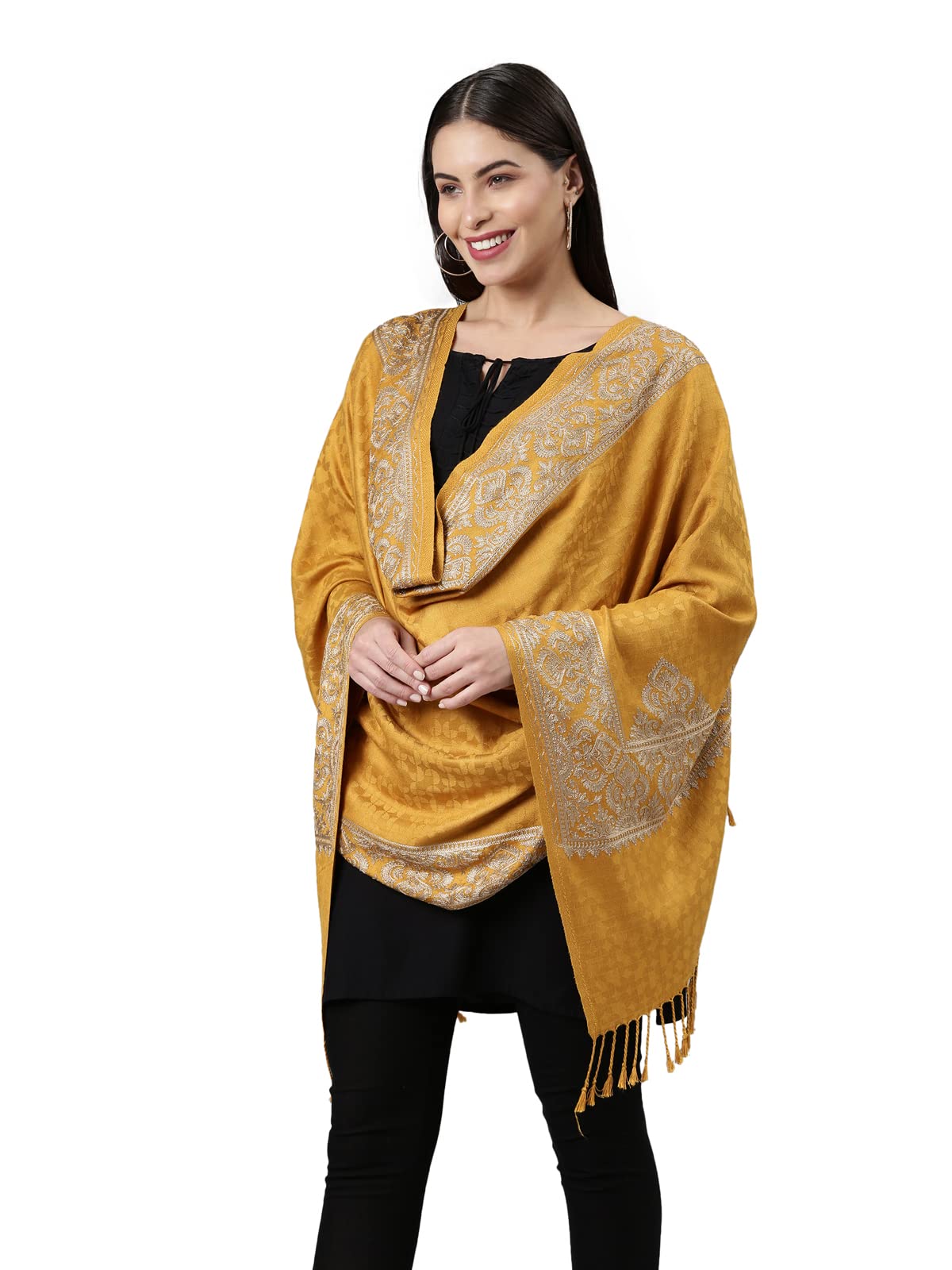 PashmodaWomen Kashmiri Aari Embroidery Stole (Size: 71X203 CM)