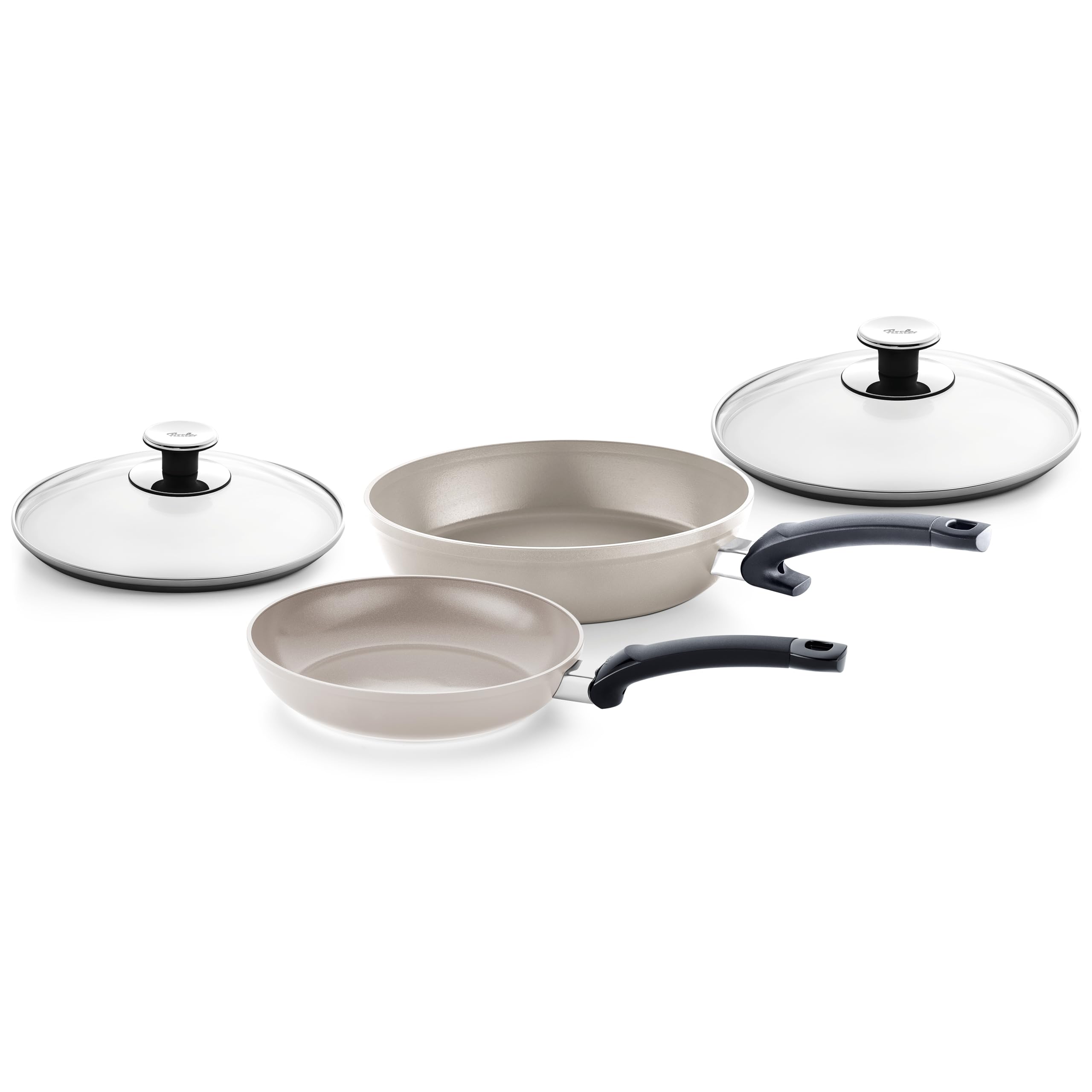Fissler Ceratal Comfort & Classic Pfannen-Set / 4-teilig, Aluminium-Pfanne, Keramik-beschichtet (24+28 cm)+ 2 Gratis Glas-Deckel, Bratpfanne antihaftend – Induktion