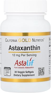California Gold Nutrition Astaxanthin - Featuring AstaLif Pure Icelandic Astaxanthin - Gluten Free, Non-GMO - 12 mg - 30 Veggie Softgels