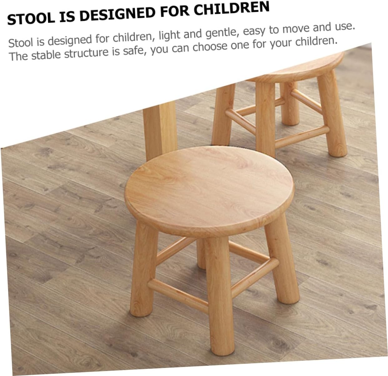 Solid Hardwood Shoe Changing Stool for Small Step Stool with Smooth Edges Lightweight Wood Seat for Bathroom and Bedroom Daily Use