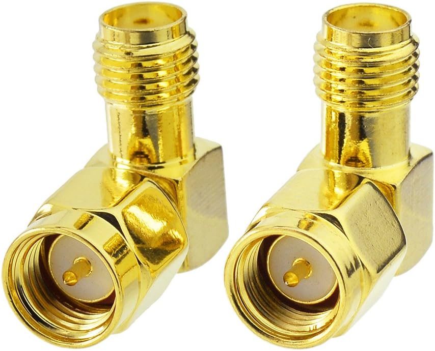 Eightwood SMA Male to Female Right Angle FPV Antenna Adapter 2-Pack for FPV Goggles, Backup Camera, Two-Way Radio, Amateur Radio, 4G LTE Antenna