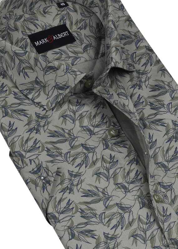 Image of MARK & ALBERT Men's 100% Cotton Printed Half Sleeves Regular Fit Shirt for Men