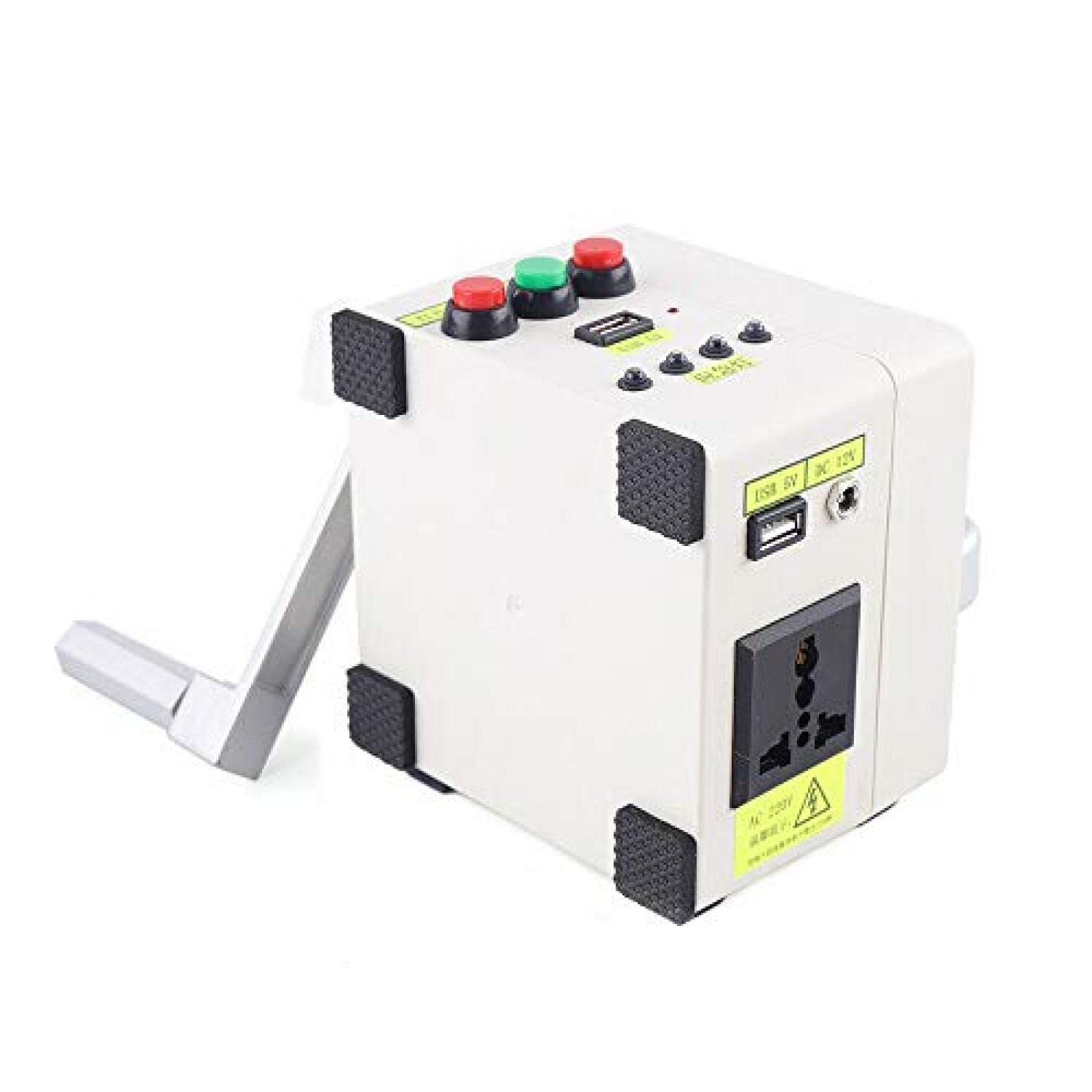 Piccolo generatore portatile a manovella, 220 V, esterno, multifunzione, alimentazione di emergenza, caricatore USB per telefono cellulare e computer