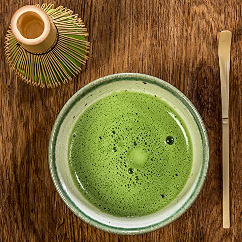 Tealyra - Matcha - Start Up Kit - Matcha Green Tea Gift Set - Japanese Made Bowl - Bamboo Whisk And Scoop - Gift Box (Green) #TOP2