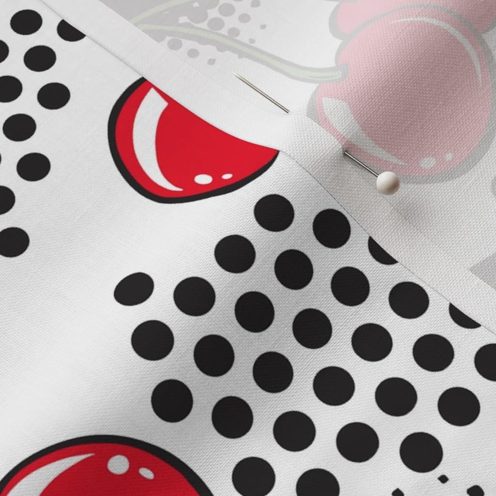 Spoonflower Fabric - Luck White Rockabilly Retro Vintage Rose Floral 1950S Red Novelty Dice Printed on Petal Signature Cotton Fabric by The Yard - Sewing Quilting Apparel Crafts Decor