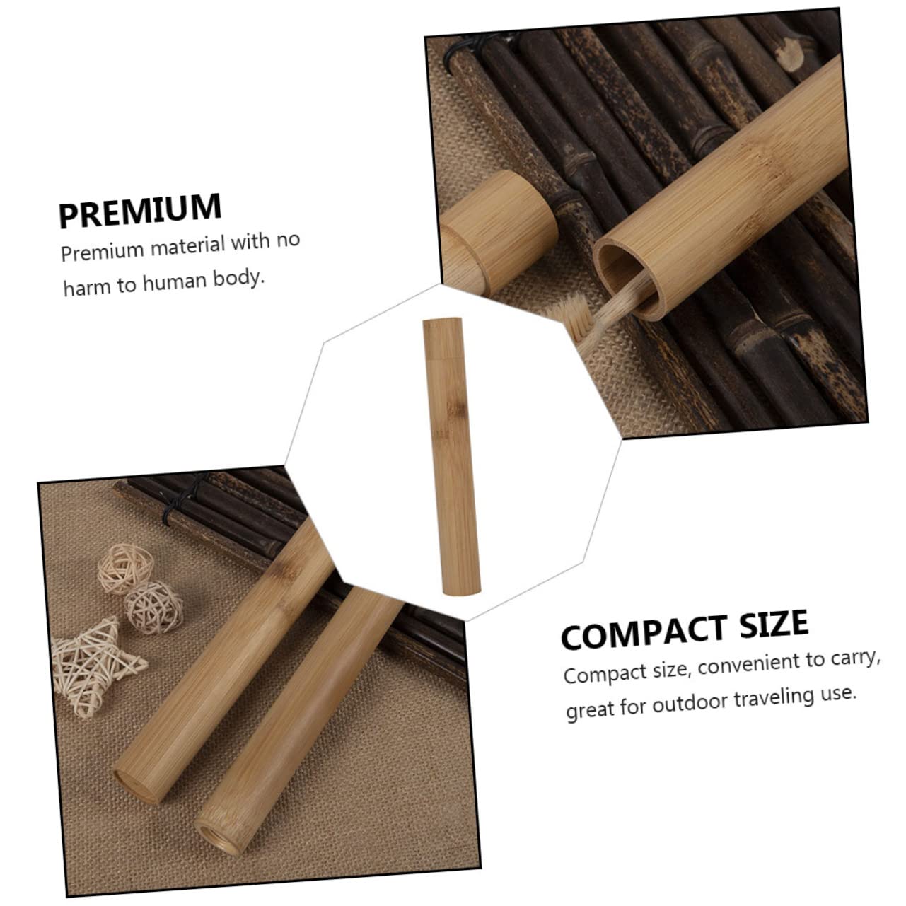 3 Set Custodia Per Spazzolino Da Denti in Bambù Toothbrush Holder Custodia Spazzolino Viaggiare Titolare Porta Di Spazzolino Da Denti Organizzatore Di Spazzolino Da Denti 2 Pezzi*3