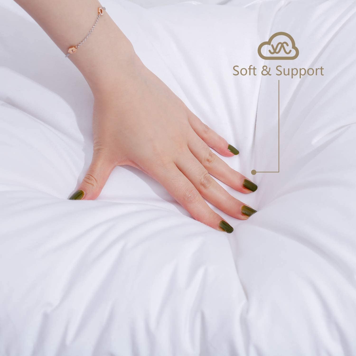 Goose Feathers Down Pillows for Sleeping(2 Pack),Standard(20inx26in)-White Bed Pillow Inserts,100% Cotton Cover,Sleeping Pillows for All Sleepers