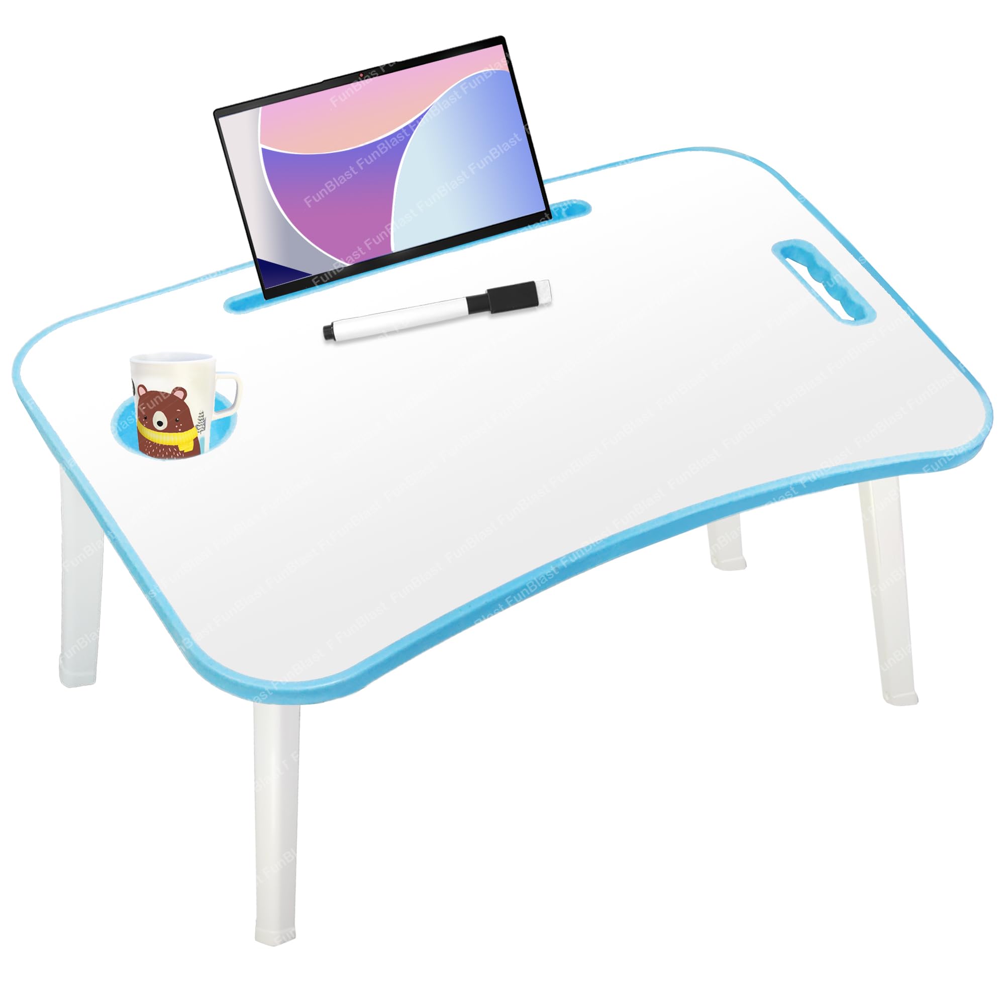 FunBlast Study Table with White Board - Multipurpose Foldable Laptop Table, Study Table with Tablet Stand and Water Bottle Holder, Marker Pen and 1 Duster Writing Board Bed Table for Children (Blue) (B0CMV1B5XL) Amazon Price History, Amazon Price Tracker