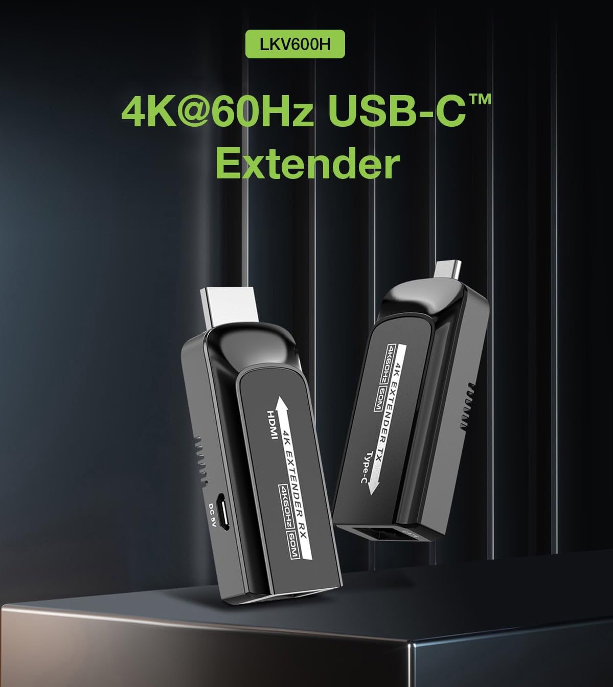 TECHLY 367799 Extender USB-C™ na HDMI 4K@120Hz na Kabel Cat.6/6A/7 Do 60 Metrów Czarny