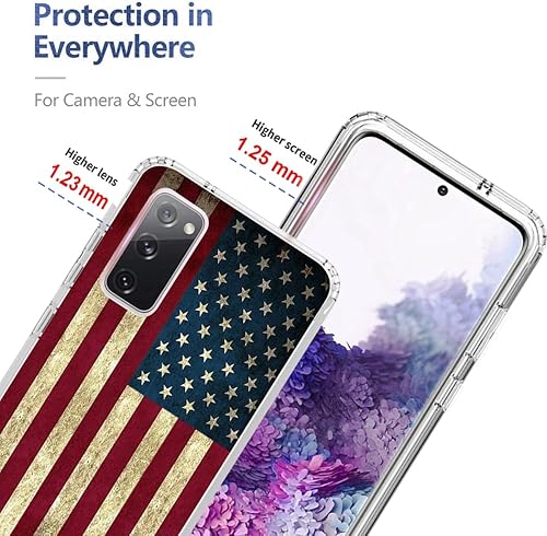 Miniatura 2 de Funda de teléfono para Galaxy S20 5G, Samsung S20 SM-G981U con protector de pantalla de vidrio templado, bonito patrón de bandera transparente,