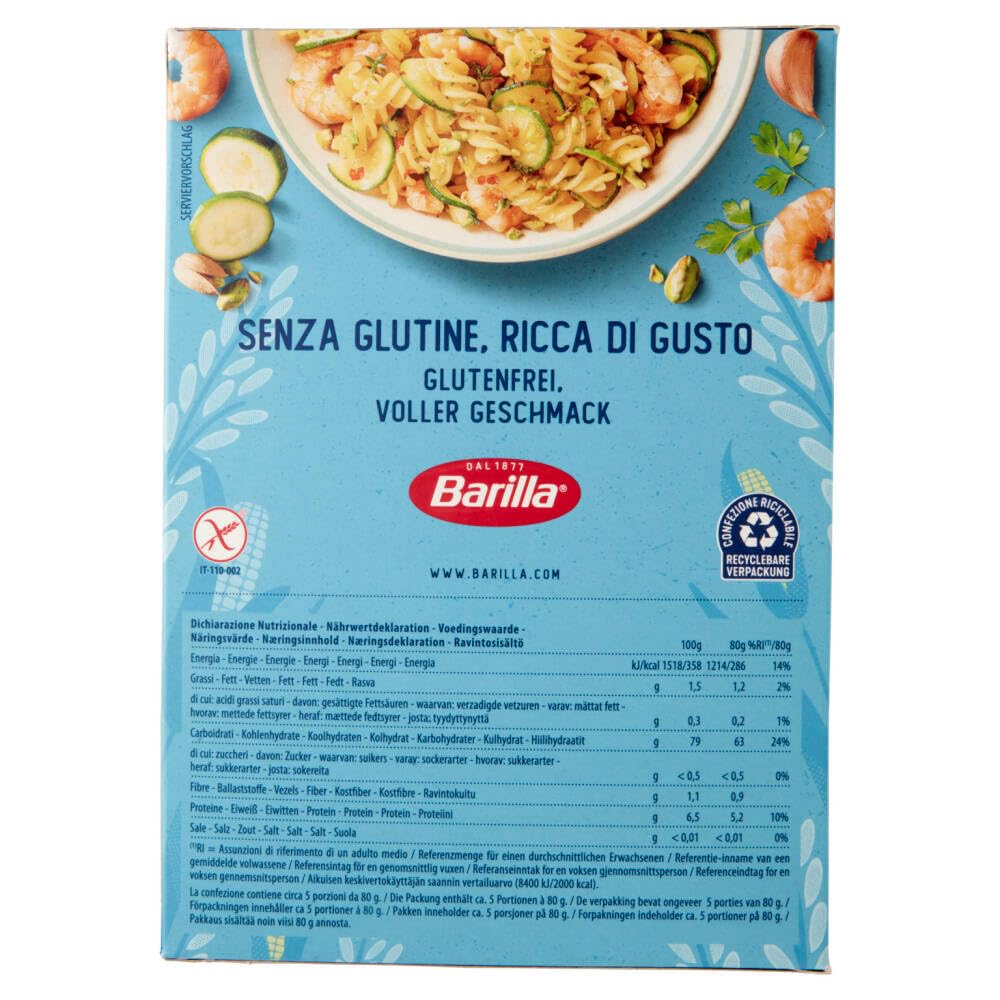 Italian Gourmet Glutenfreie Italian Gourmet Fusilli senza glutine 24 x 500g | Formato elicoidale, ricetta glutenfrei; hält Pesto, Tomatenragù, Gemüse und, Gesamtnettogewicht 12 kg + Kostenlos Polpa 400g