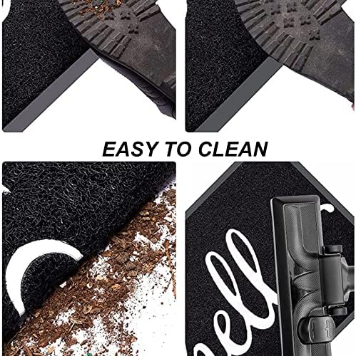 comfoyar Hello Welcome Door Mat Non Slip PVC Durable Dirt Trapper Doormat for Indoor and Outdoor Barrier Mat for Home Entrance Back Door Hallway(45 x 75cm)