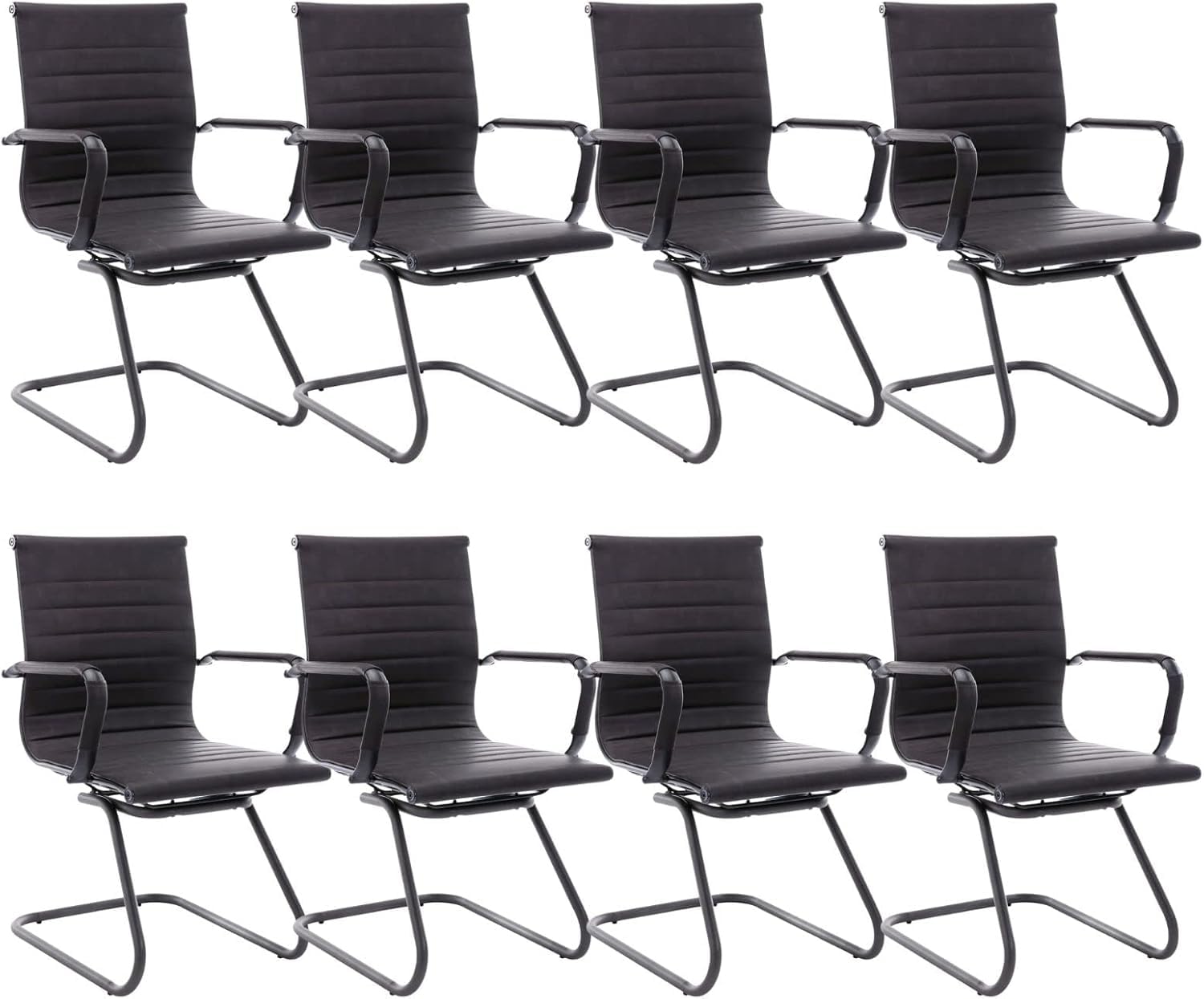 HNY 8-Pack PU Leather Office Guest Chairs
