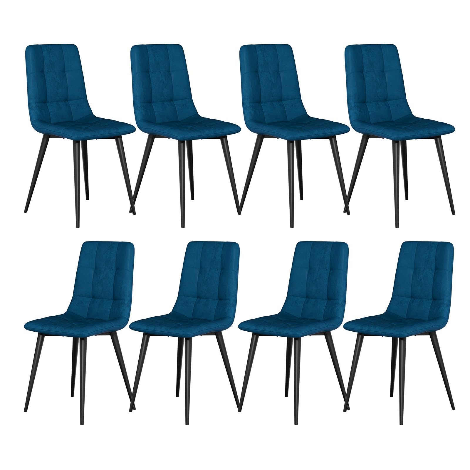 YLGJ&TIDY Dining Chairs Set of 8, Upholstered Dining Chair, Velvet Dining Chairs with Metal Frame, Modern Mid Century Kitchen Chairs, Blue Chair for Dining Room, Bedroom, Living Room, Kitchen