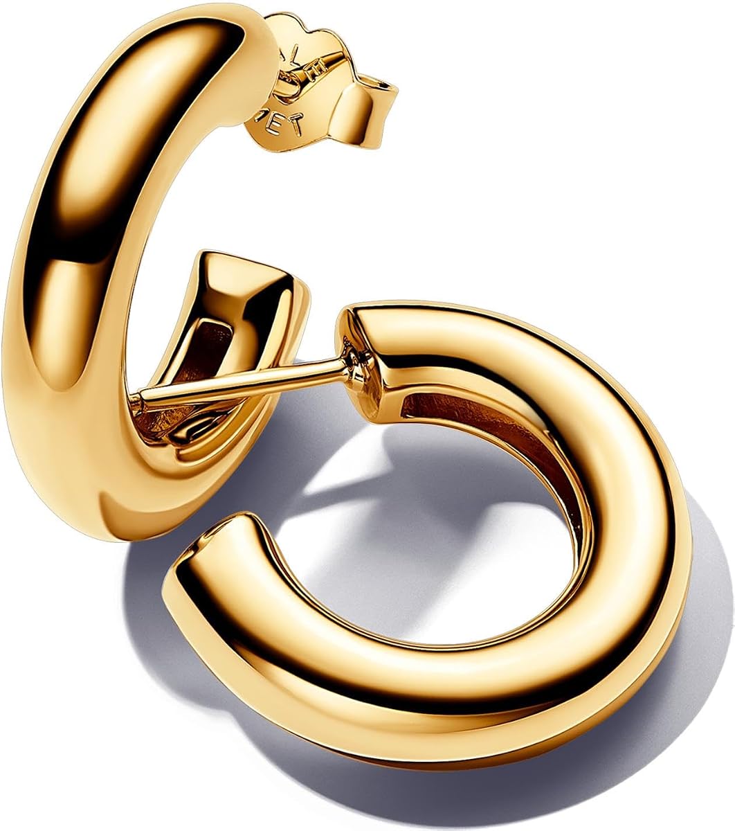 Pendientes de aro abierto redondos Essence - Pendientes chapados en oro de 14k - Regalo para ella - Incluye caja de regalo