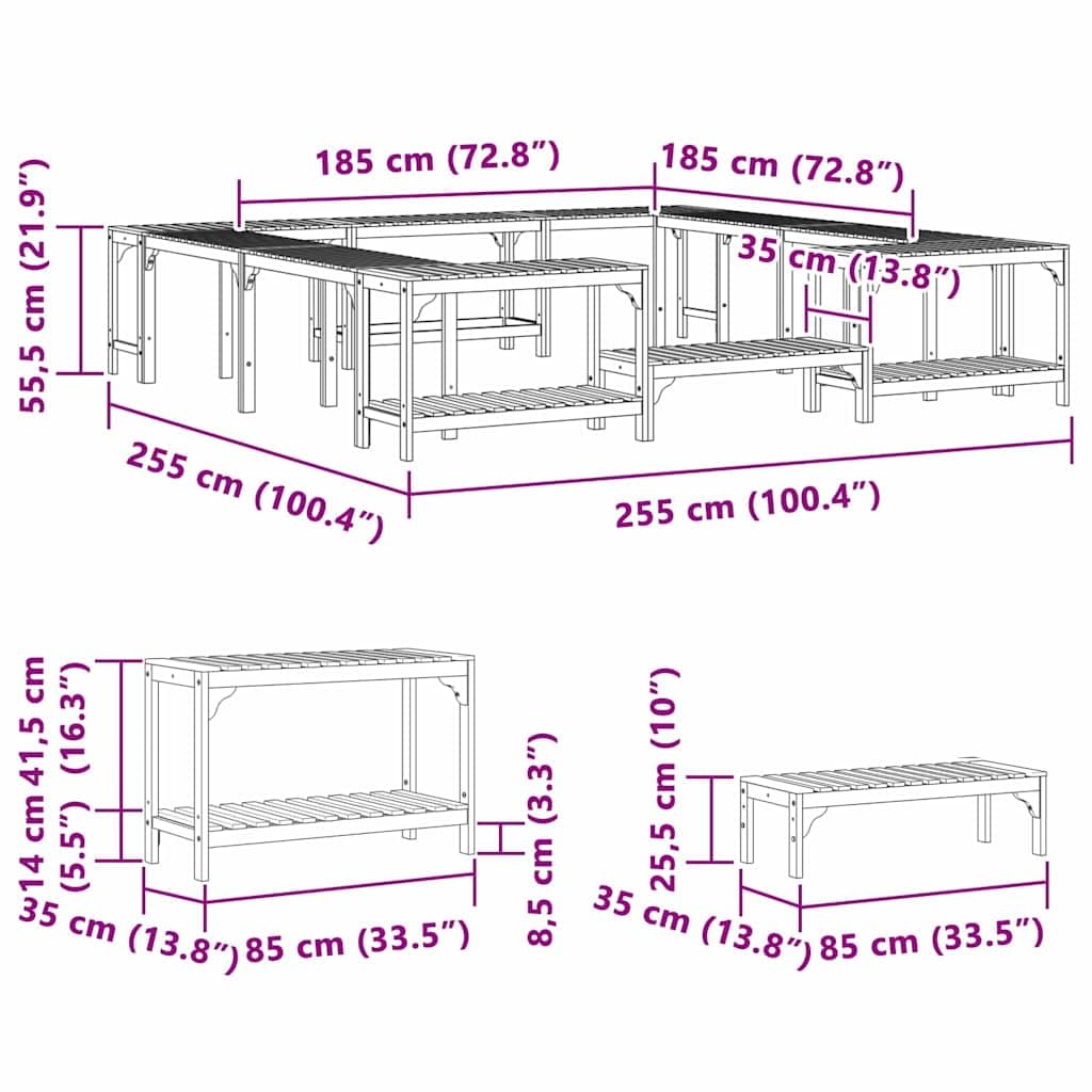 vidaXL Otoczenie wanny z hydromasażem Brązowy 255 x 255 x 55,5 cm, Elegancka wanna z hydromasażem, nowoczesne otoczenie, odporna na warunki, trwała konstrukcja, strefa relaksu