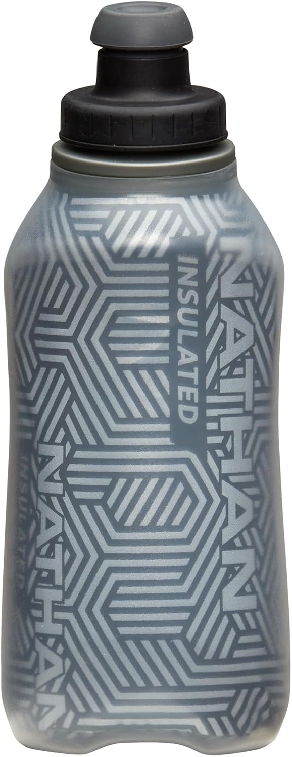 Nathan SpeedDraw 2 Insulated Handheld Running Water Bottle Flask 18oz – Double-Wall Insulation, Ergonomic Grip, Blast Valve Cap, Phone & Key Storage Pockets, Reflective Design - Image 4