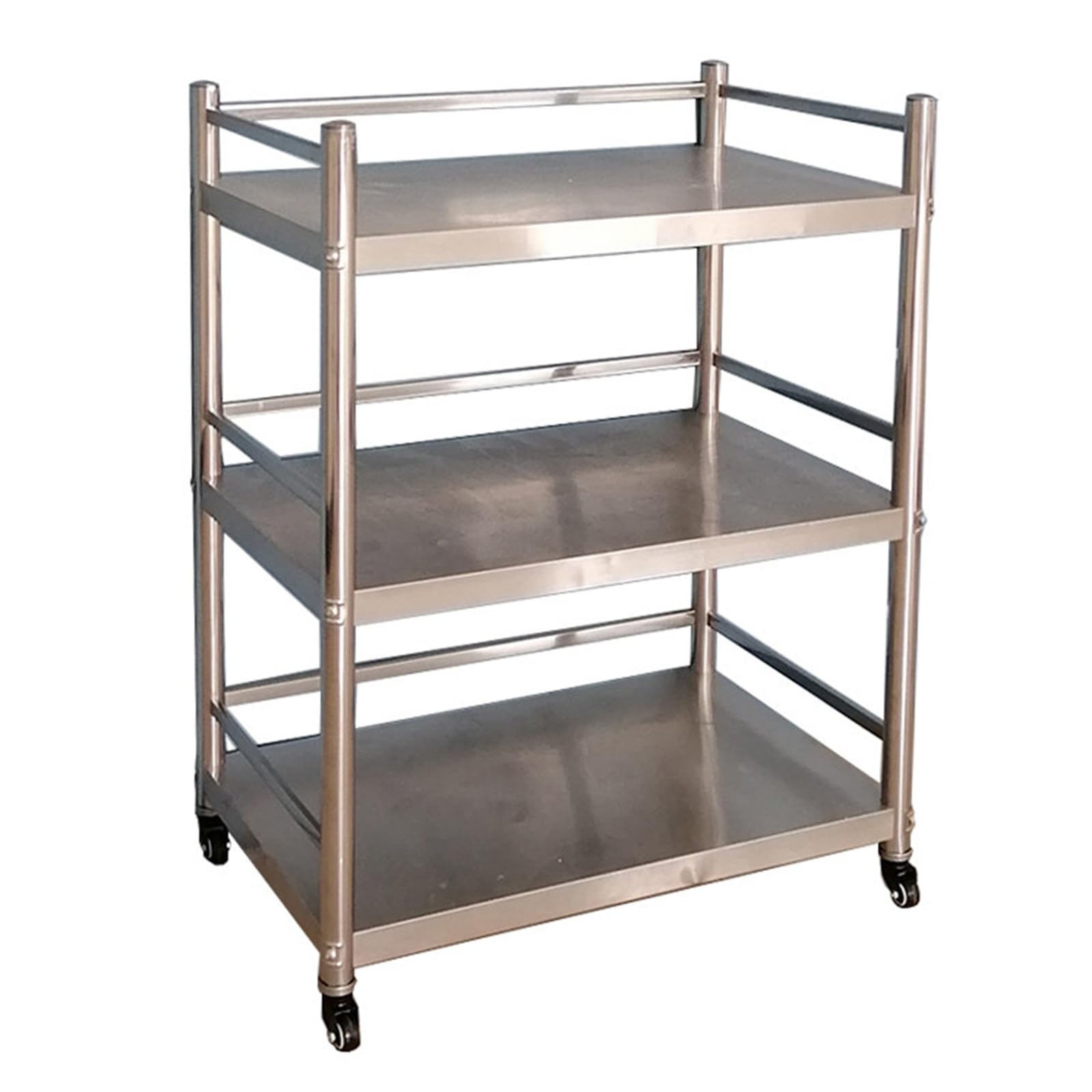 Carrello da cucina a 3 ripiani in acciaio inox, con ruote, scaffale multiuso con guardrail, altezza 100 cm, grande carrello portaoggetti per uso domestico o ristorante