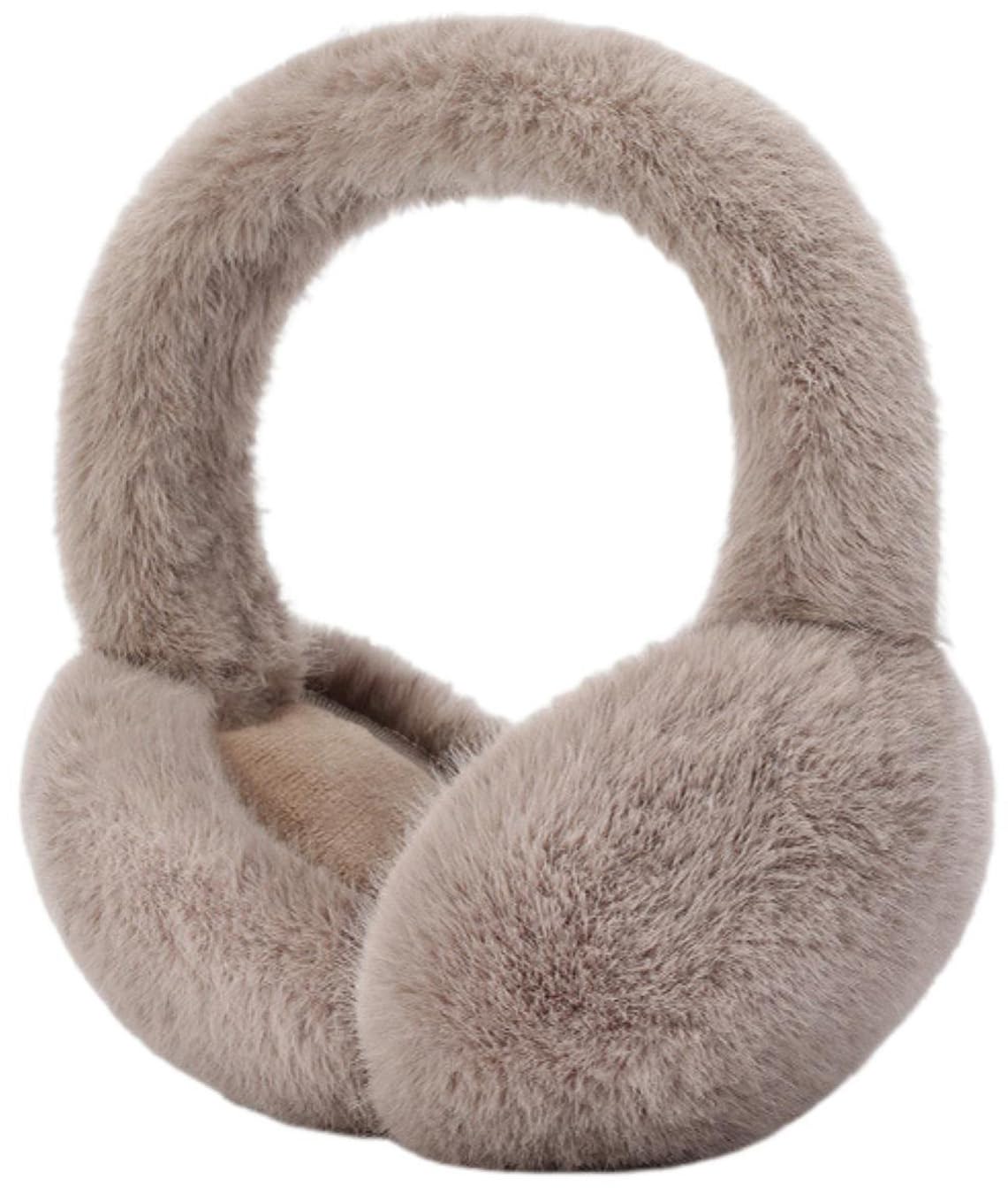 Hshduti Women's Brown Adjustable Warm Earmuffs Plush Fluffy Winter Ear Muffs Ear Warmers For Girls Cold Weather