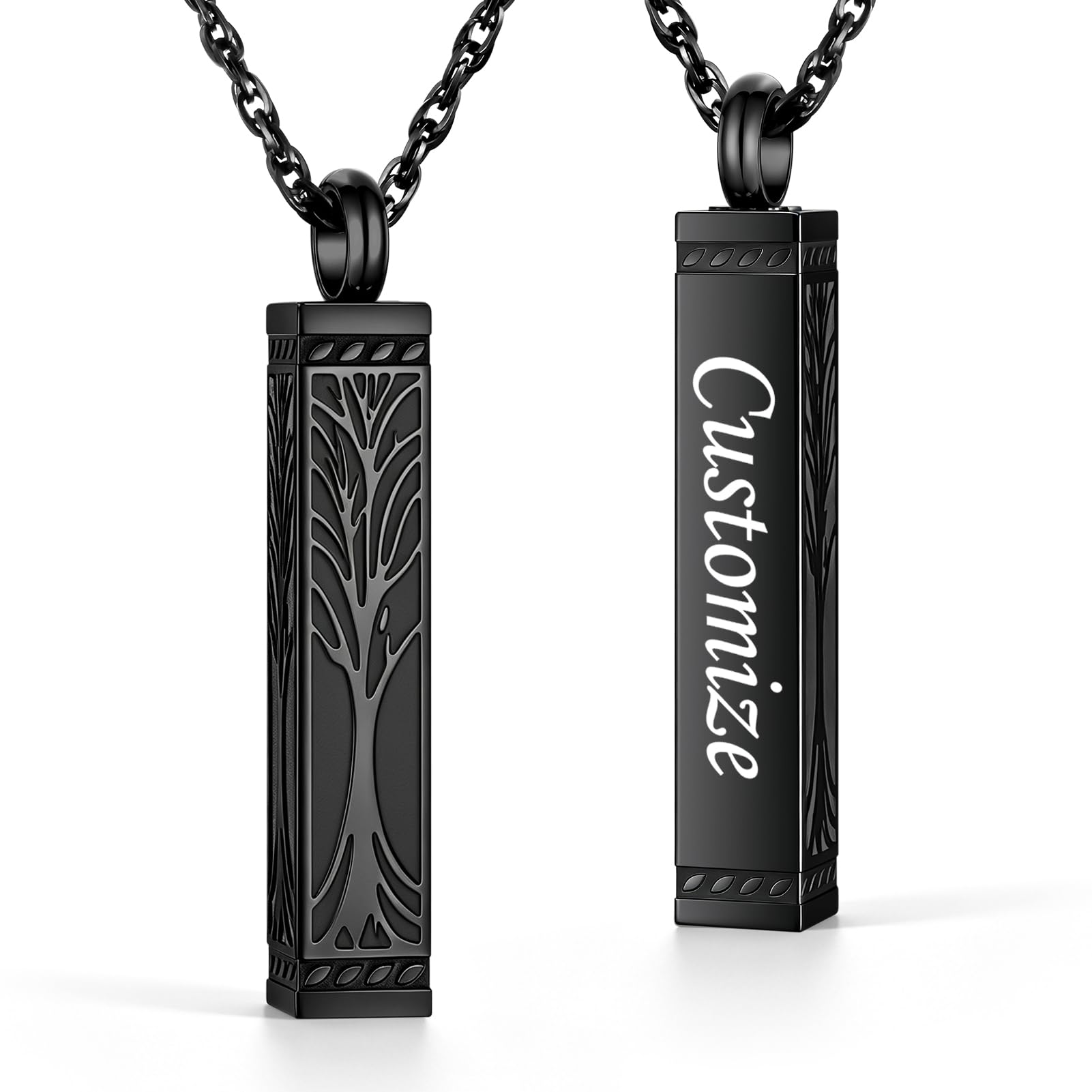 abooxiu Urn Necklace for Ashes Memorial Cremation Jewelry for Ashes Stainless Steel Ashes Jewelry Cube Ashes Necklace Bar Urn Pendant for Women Men