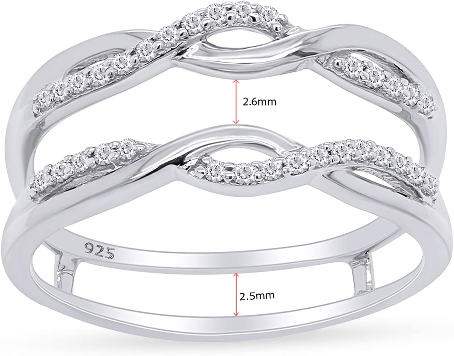 0.30 Carat Round White Cubic Zirconia Enhancer Guard Ring 14K Gold Over Sterling Silver : Clothing, Shoes & Jewelry