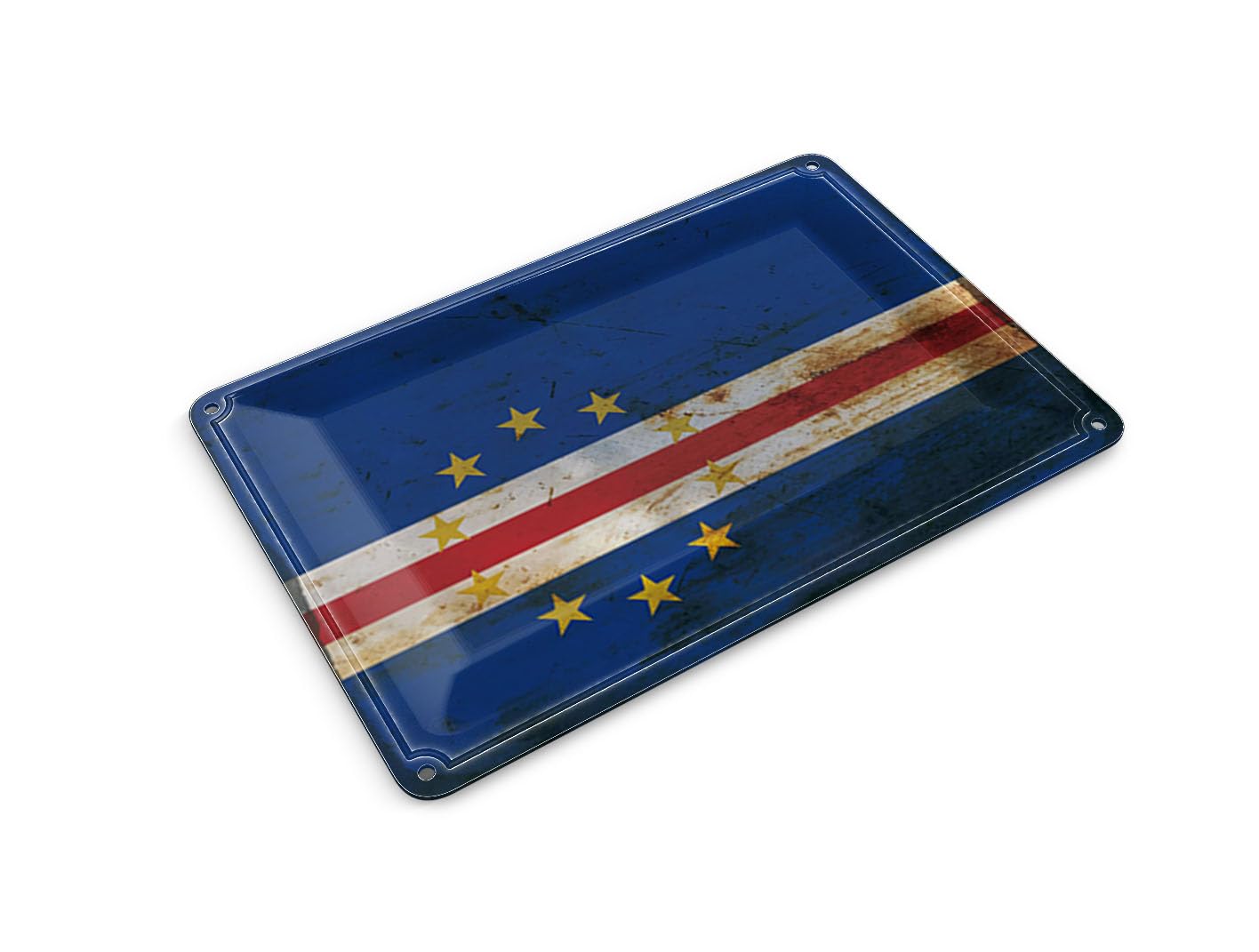 Femer Tin Postcard Cape Verde Flag 14 x 10 cm Flag Rust Decorative Sign