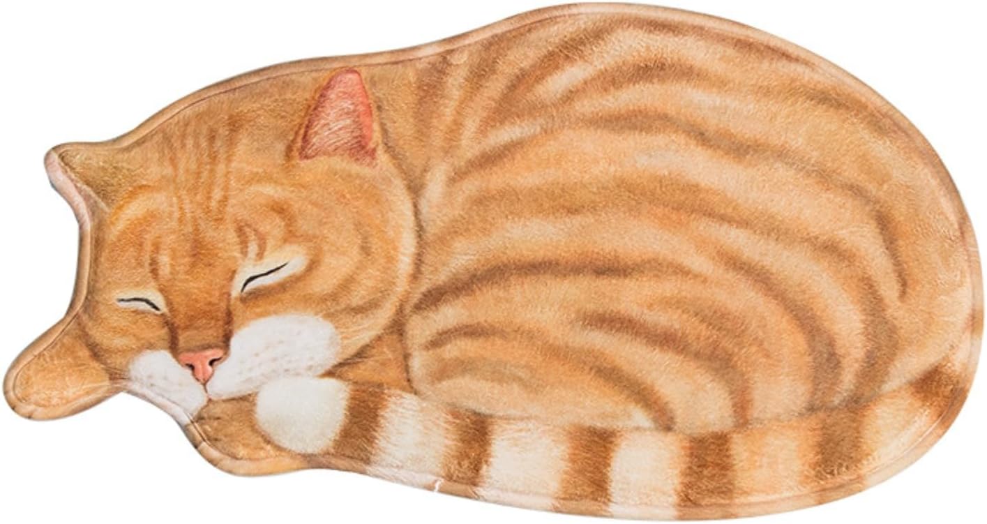 Irregular Cute Bath Mat,16x30Inches Cartoon Foot Mat,Absorbent Cat Bathroom Rug Anti Slip Rug for Toilet, Bathroom and Bedroom