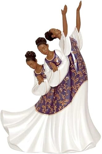 Miniatura 1 de Dando alabanza en el trío púrpura de bailarina afroamericana de 9.25 pulgadas de alto