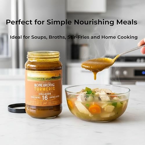 Miniatura 7 de ABBCo Caldo de hueso de res con cúrcuma con péptidos de colágeno, jengibre y pimienta negra. Bebida digestiva nutritiva que apoya la salud