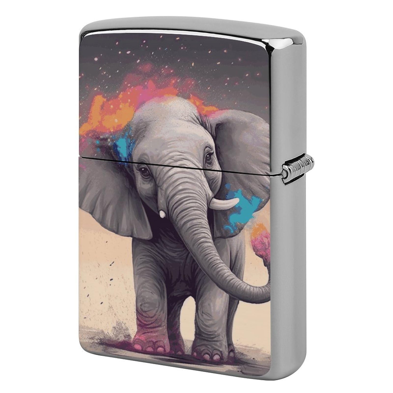 Animal Cartoon Elephant Lighter Case Cover Vintage Metal Lighter Sleeve Reusable Lighter Protective Cover Decorative Lighter Holder Birthday Gifts for Men Women