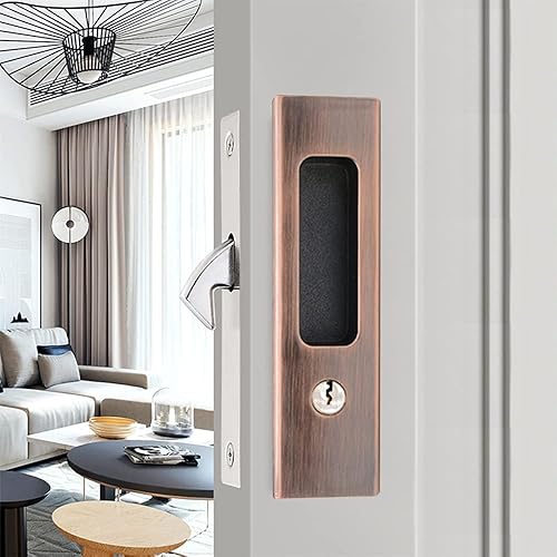 gifsin Hardware de bloqueo de puerta de bolsillo de privacidad de 6.3 pulgadas, manija de bloqueo de puerta invisible con llaves, manija de puerta