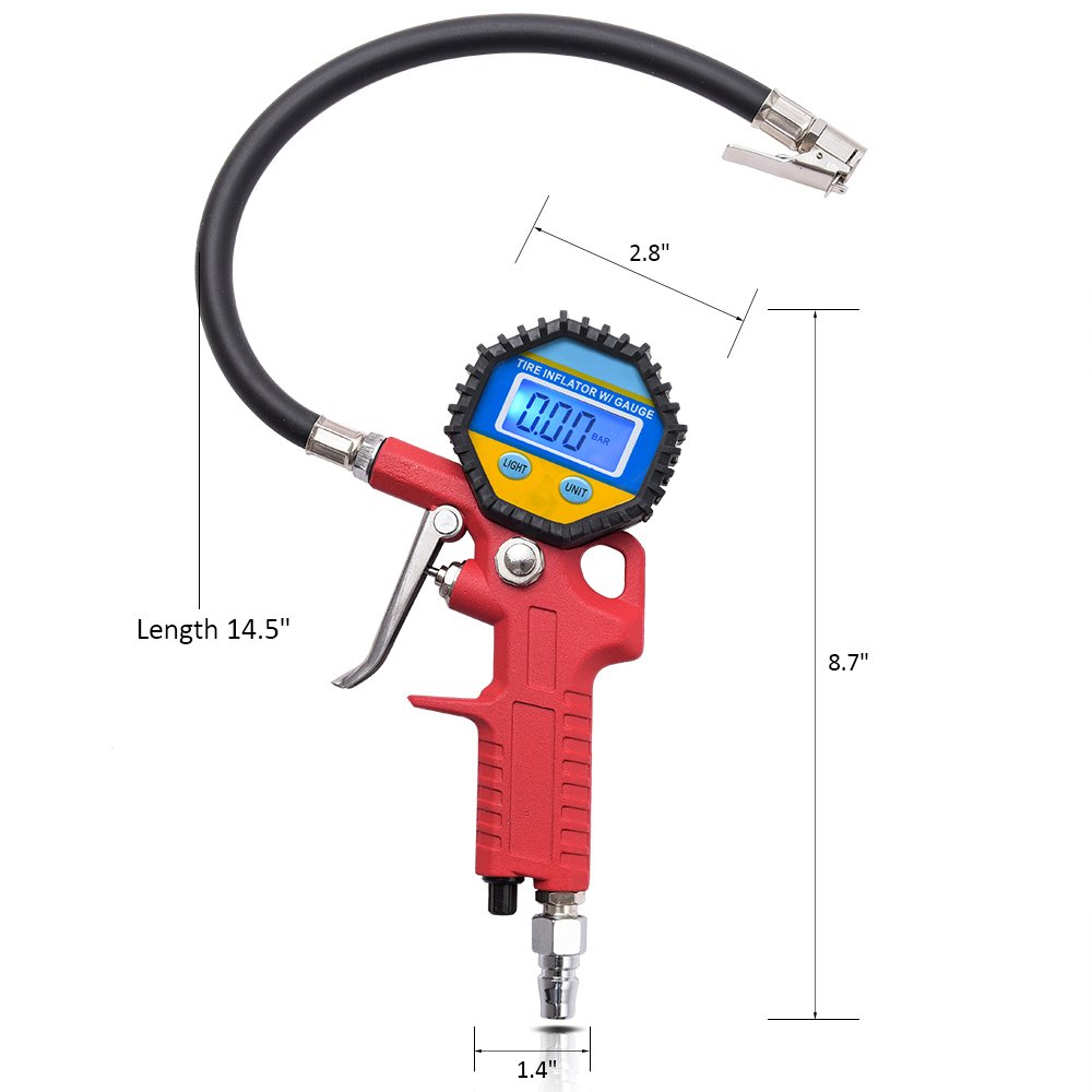 Gеt Sресіаl Prісе MICTUNING Portable Tire Inflator, Digital Tire Pressure Gauge with Lock-On Air Chuck - 150PSI, 10BAR, 1000KPA, 10KG/CM2